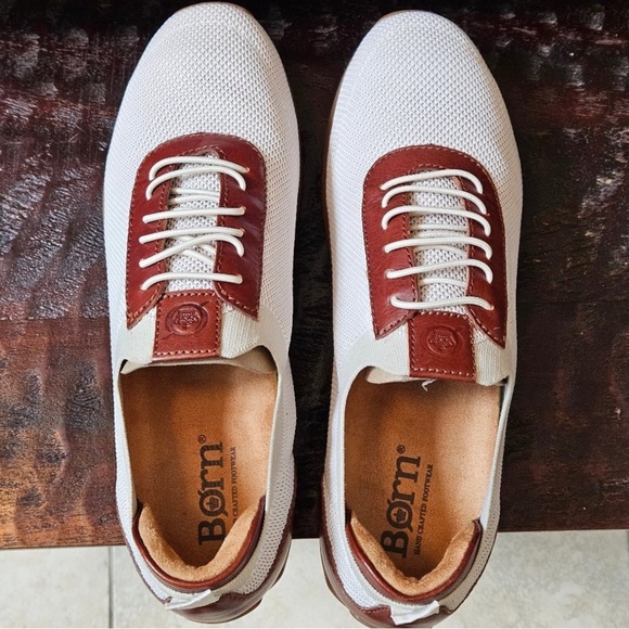 Born Barrett Knit Sneakers Tan/White Slip-Ons Mens Sizes NWT - Picture 9 of 15
